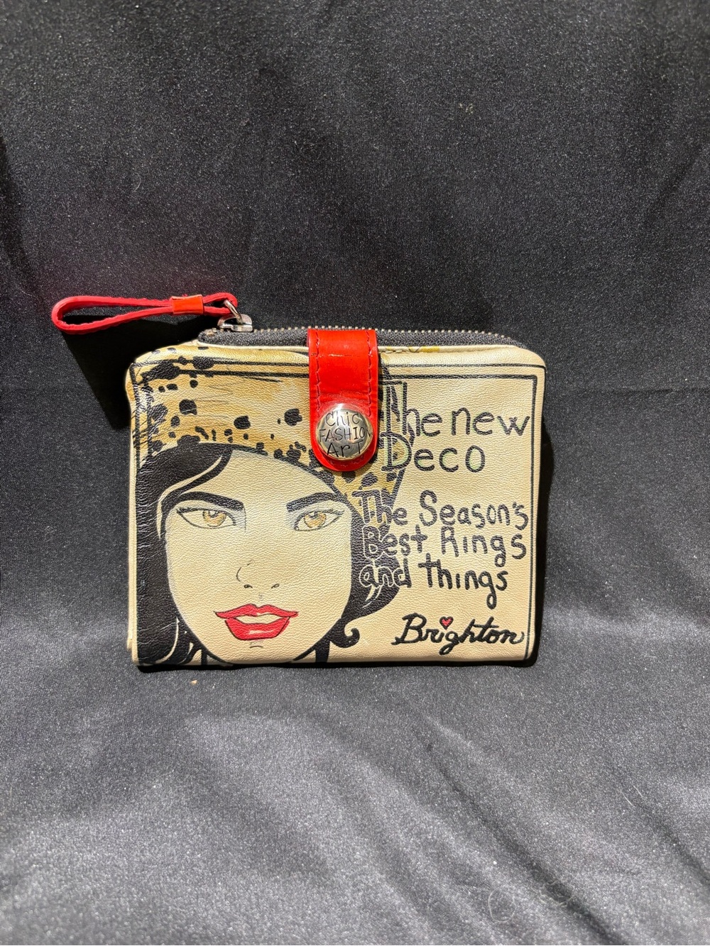 Brighton Red & Cream Art Deco Graphic Zip Wallet